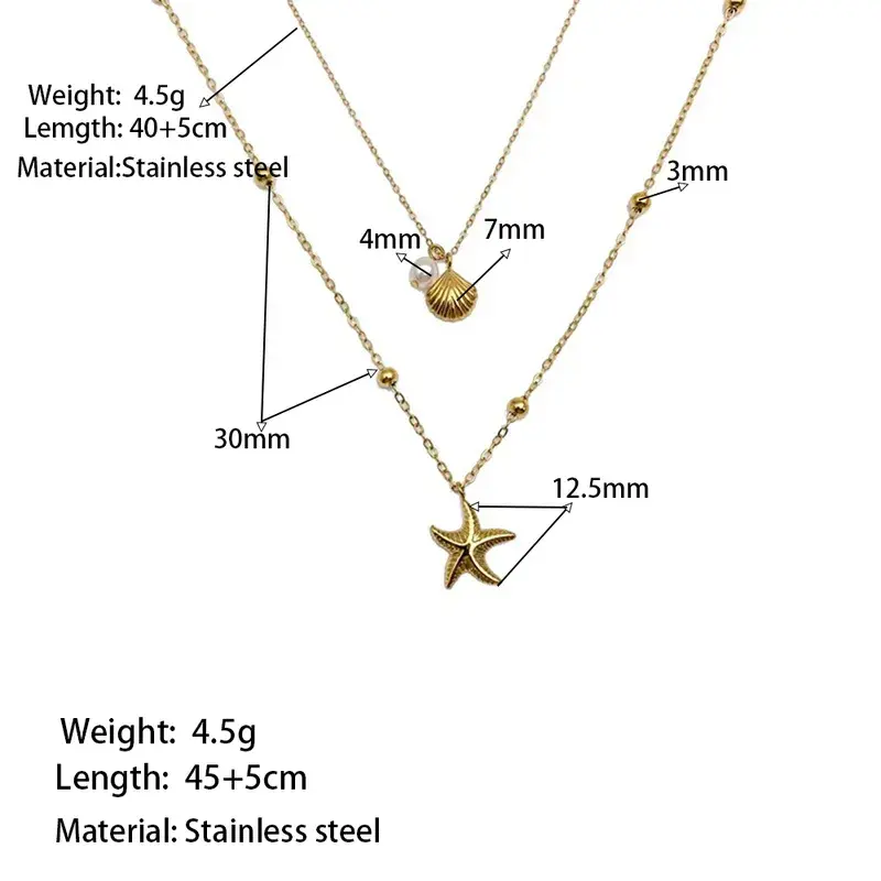 Star & Shell Layer Necklace - FY0003